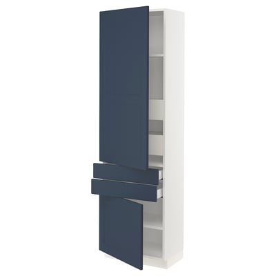 SEKTION / MAXIMERA High cab w 2drs/2 fronts/4 drawers, white Axstad/matte blue, 24x15x80 "