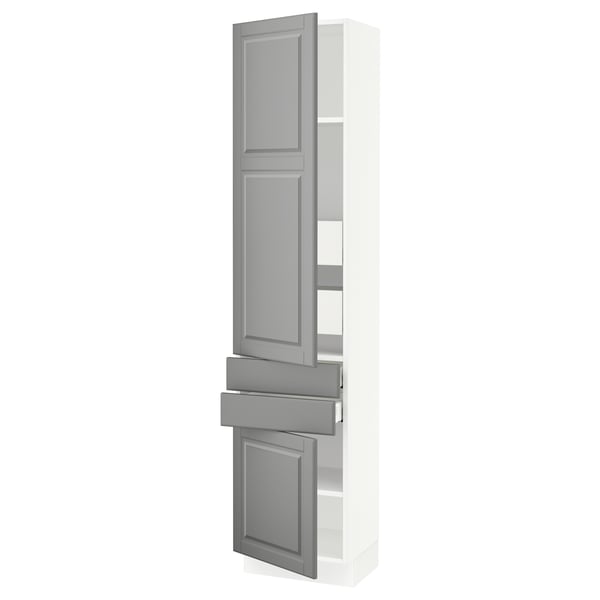 SEKTION / MAXIMERA High cab w 2drs/2 fronts/4 drawers, white/Bodbyn gray, 18x15x80 "