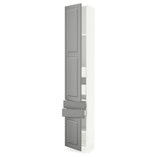 SEKTION / MAXIMERA High cab w 2drs/2 fronts/4 drawers, white/Bodbyn gray, 15x15x90 "