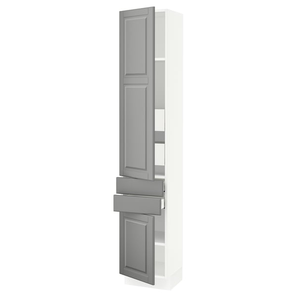 SEKTION / MAXIMERA High cab w 2drs/2 fronts/4 drawers, white/Bodbyn gray, 15x15x80 "