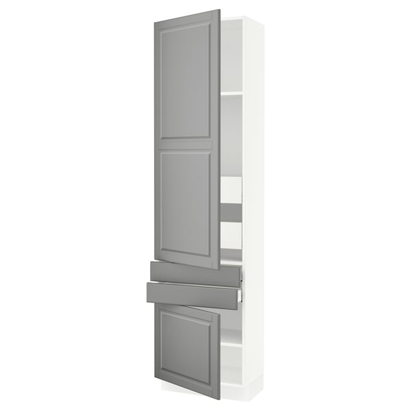 SEKTION / MAXIMERA High cab w 2drs/2 fronts/4 drawers, white/Bodbyn gray, 24x15x90 "