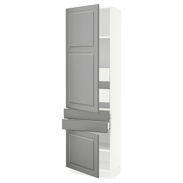 SEKTION / MAXIMERA High cab w 2drs/2 fronts/4 drawers, white/Bodbyn gray, 24x15x80 "