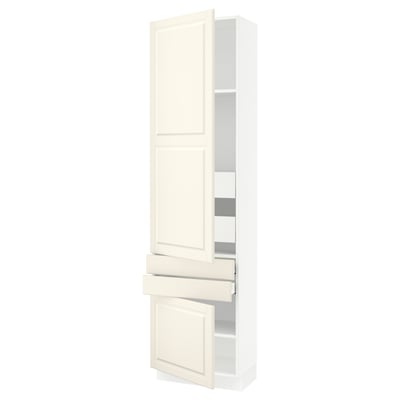 SEKTION / MAXIMERA High cab w 2drs/2 fronts/4 drawers, white/Bodbyn off-white, 24x15x90 "