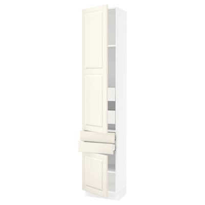 SEKTION / MAXIMERA High cab w 2drs/2 fronts/4 drawers, white/Bodbyn off-white, 18x15x90 "