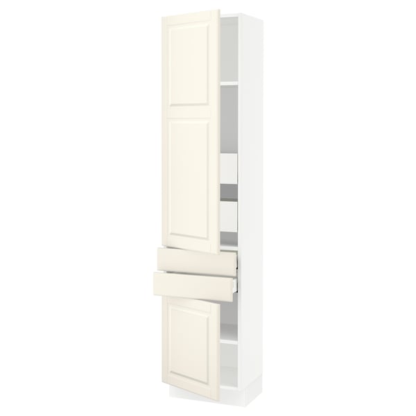 SEKTION / MAXIMERA High cab w 2drs/2 fronts/4 drawers, white/Bodbyn off-white, 18x15x80 "