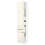 SEKTION / MAXIMERA High cab w 2drs/2 fronts/4 drawers, white/Bodbyn off-white, 18x15x80 "