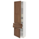SEKTION / MAXIMERA High cab w 2drs/2 fronts/4 drawers, white Enköping/brown walnut effect, 24x15x80 "
