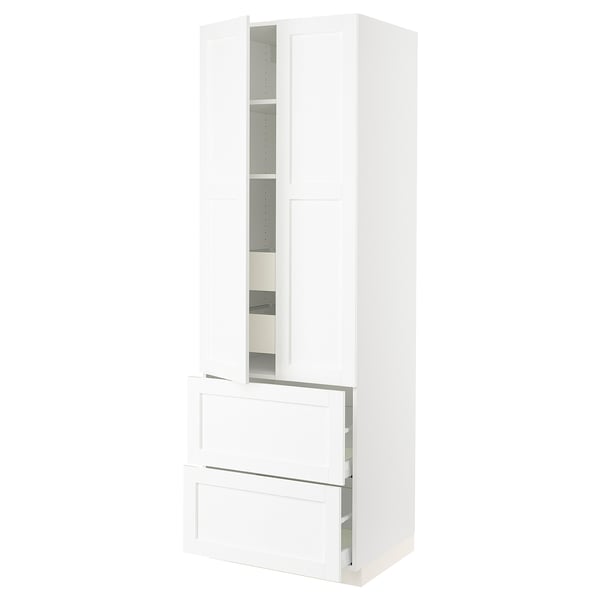SEKTION / MAXIMERA High cab w 2drs/2 fronts/4 drawers, white Enköping/white wood effect, 30x24x90 "