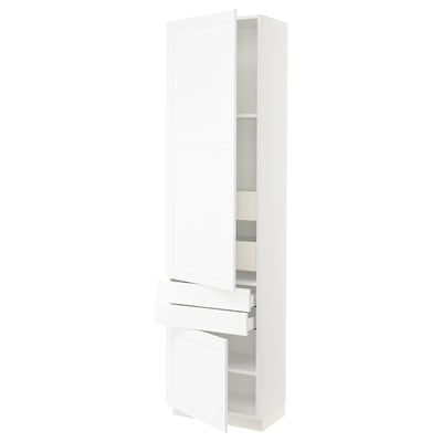 SEKTION / MAXIMERA High cab w 2drs/2 fronts/4 drawers, white Enköping/white wood effect, 24x15x90 "