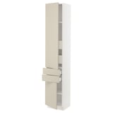 SEKTION / MAXIMERA High cab w 2drs/2 fronts/4 drawers, white/Havstorp beige, 15x15x80 "