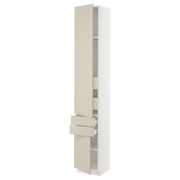 SEKTION / MAXIMERA High cab w 2drs/2 fronts/4 drawers, white/Havstorp beige, 15x15x90 "