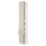 SEKTION / MAXIMERA High cab w 2drs/2 fronts/4 drawers, white/Havstorp beige, 15x15x90 "