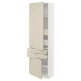 SEKTION / MAXIMERA High cab w 2drs/2 fronts/4 drawers, white/Havstorp beige, 24x15x80 "