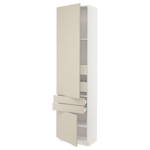 SEKTION / MAXIMERA High cab w 2drs/2 fronts/4 drawers, white/Havstorp beige, 24x15x90 "