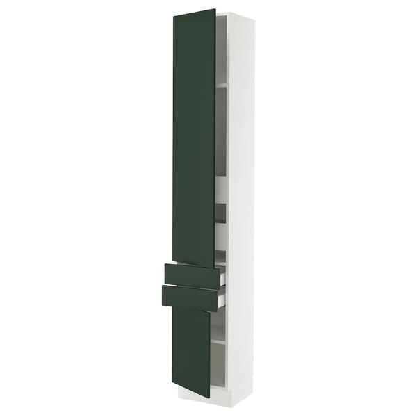 SEKTION / MAXIMERA High cab w 2drs/2 fronts/4 drawers, white/Havstorp deep green, 15x15x90 "