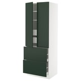 SEKTION / MAXIMERA High cab w 2drs/2 fronts/4 drawers, white/Havstorp deep green, 30x24x80 "