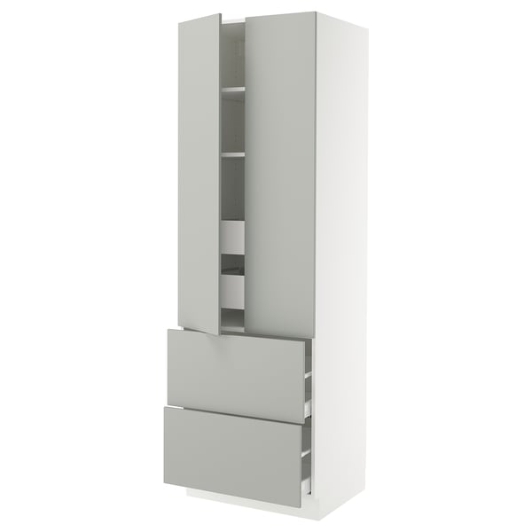 SEKTION / MAXIMERA High cab w 2drs/2 fronts/4 drawers, white/Havstorp light gray, 30x24x90 "