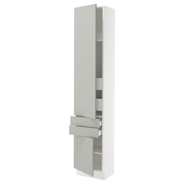 SEKTION / MAXIMERA High cab w 2drs/2 fronts/4 drawers, white/Havstorp light gray, 18x15x90 "