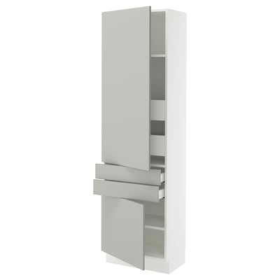 SEKTION / MAXIMERA High cab w 2drs/2 fronts/4 drawers, white/Havstorp light gray, 24x15x80 "