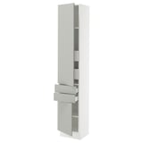 SEKTION / MAXIMERA High cab w 2drs/2 fronts/4 drawers, white/Havstorp light gray, 15x15x80 "