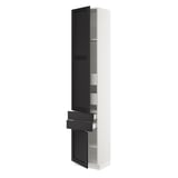 SEKTION / MAXIMERA High cab w 2drs/2 fronts/4 drawers, white/Lerhyttan black stained, 18x15x90 "