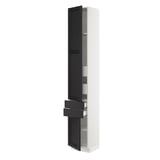 SEKTION / MAXIMERA High cab w 2drs/2 fronts/4 drawers, white/Lerhyttan black stained, 15x15x90 "