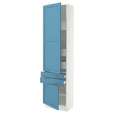 SEKTION / MAXIMERA High cab w 2drs/2 fronts/4 drawers, white/Lerhyttan blue, 24x15x90 "