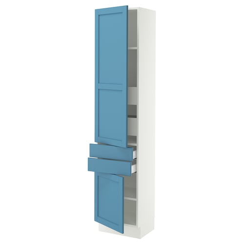 SEKTION / MAXIMERA High cab w 2drs/2 fronts/4 drawers, white/Lerhyttan blue, 18x15x80 "