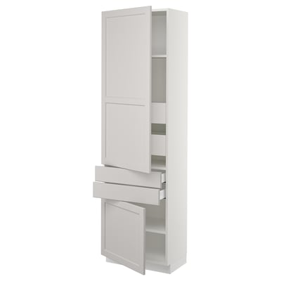 SEKTION / MAXIMERA High cab w 2drs/2 fronts/4 drawers, white/Lerhyttan light gray, 24x15x80 "