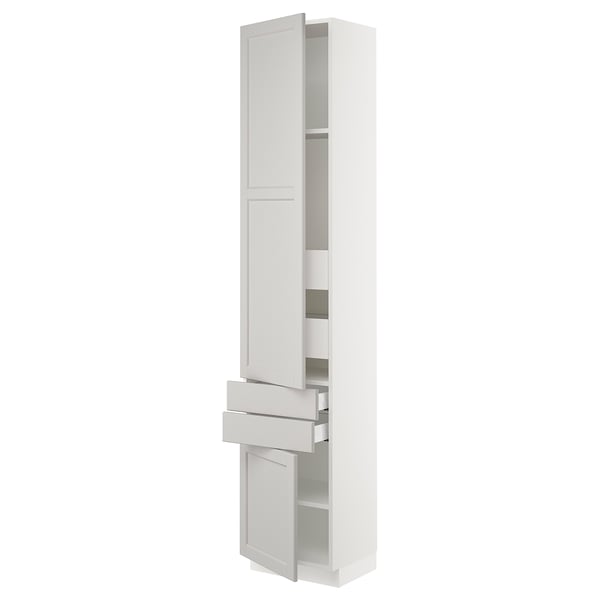 SEKTION / MAXIMERA High cab w 2drs/2 fronts/4 drawers, white/Lerhyttan light gray, 18x15x90 "