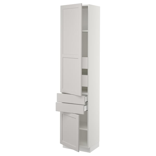 SEKTION / MAXIMERA High cab w 2drs/2 fronts/4 drawers, white/Lerhyttan light gray, 18x15x80 "