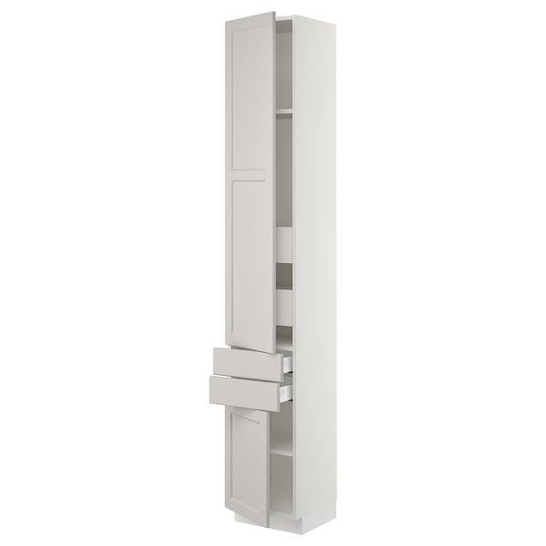 SEKTION / MAXIMERA High cab w 2drs/2 fronts/4 drawers, white/Lerhyttan light gray, 15x15x90 "