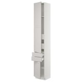 SEKTION / MAXIMERA High cab w 2drs/2 fronts/4 drawers, white/Lerhyttan light gray, 15x15x90 "
