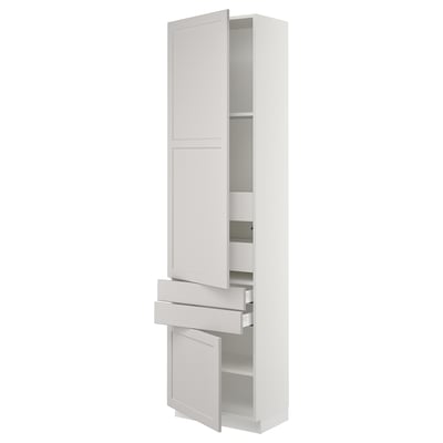 SEKTION / MAXIMERA High cab w 2drs/2 fronts/4 drawers, white/Lerhyttan light gray, 24x15x90 "
