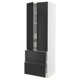SEKTION / MAXIMERA High cab w 2drs/2 fronts/4 drawers, white/Nickebo matte anthracite, 30x24x90 "