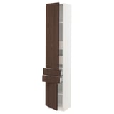 SEKTION / MAXIMERA High cab w 2drs/2 fronts/4 drawers, white/Sinarp brown, 15x15x80 "