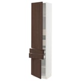 SEKTION / MAXIMERA High cab w 2drs/2 fronts/4 drawers, white/Sinarp brown, 18x15x80 "