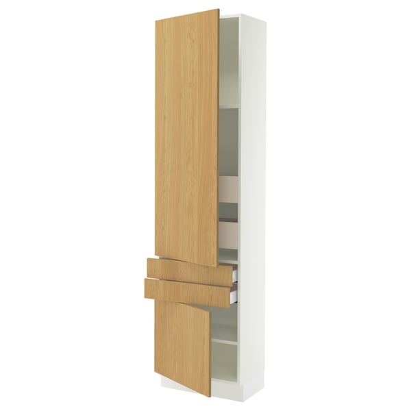 SEKTION / MAXIMERA High cab w 2drs/2 fronts/4 drawers, white/Sinarp oak veneer, 24x15x90 "