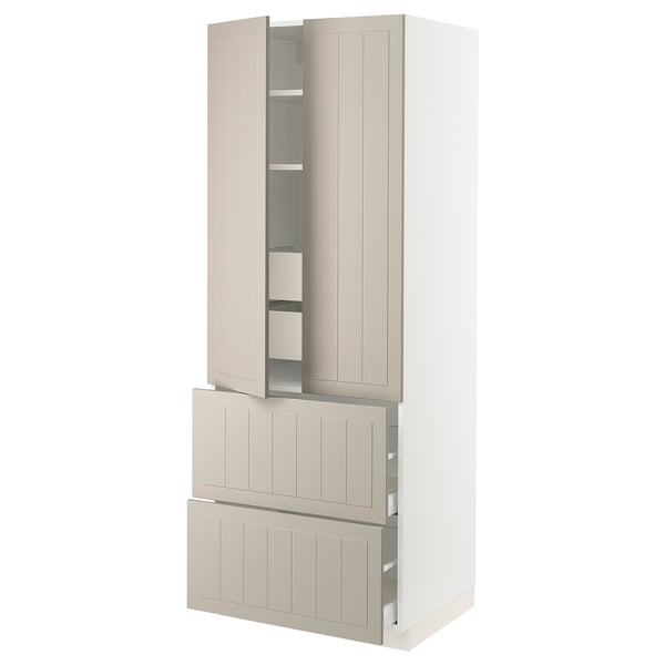 SEKTION / MAXIMERA High cab w 2drs/2 fronts/4 drawers, white/Stensund beige, 30x24x80 "