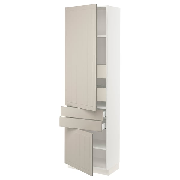 SEKTION / MAXIMERA High cab w 2drs/2 fronts/4 drawers, white/Stensund beige, 24x15x80 "