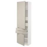 SEKTION / MAXIMERA High cab w 2drs/2 fronts/4 drawers, white/Stensund beige, 24x15x80 "