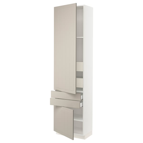 SEKTION / MAXIMERA High cab w 2drs/2 fronts/4 drawers, white/Stensund beige, 24x15x90 "