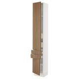 SEKTION / MAXIMERA High cab w 2drs/2 fronts/4 drawers, white/Tistorp brown walnut effect, 15x15x90 "