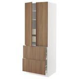 SEKTION / MAXIMERA High cab w 2drs/2 fronts/4 drawers, white/Tistorp brown walnut effect, 30x24x80 "
