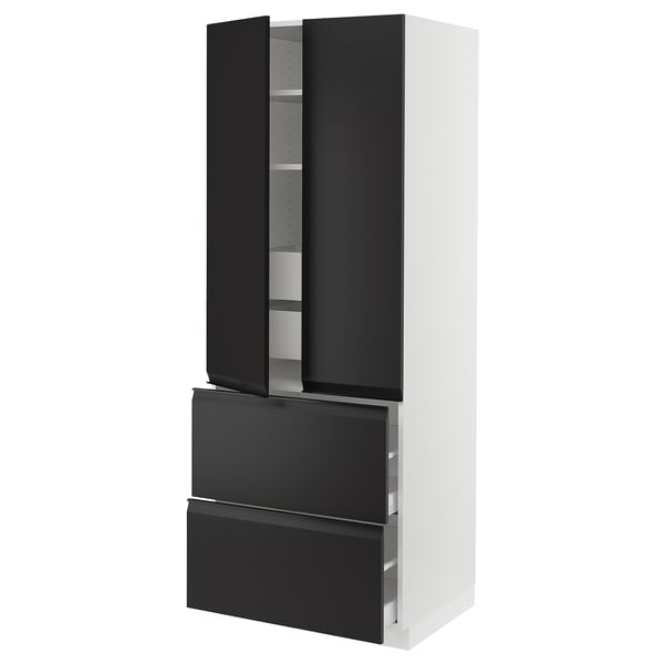 SEKTION / MAXIMERA High cab w 2drs/2 fronts/4 drawers, white/Upplöv matte anthracite, 30x24x80 "