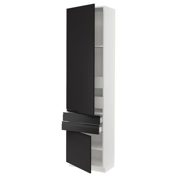 SEKTION / MAXIMERA High cab w 2drs/2 fronts/4 drawers, white/Upplöv matte anthracite, 24x15x90 "