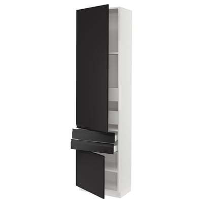 SEKTION / MAXIMERA High cab w 2drs/2 fronts/4 drawers, white/Upplöv matte anthracite, 24x15x90 "