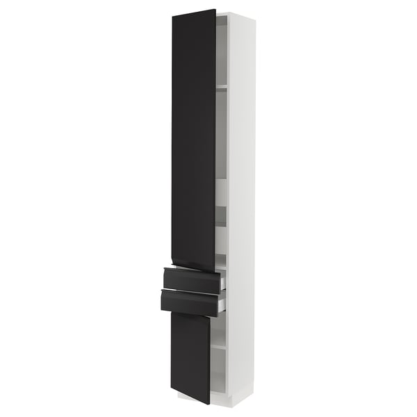 SEKTION / MAXIMERA High cab w 2drs/2 fronts/4 drawers, white/Upplöv matte anthracite, 15x15x90 "