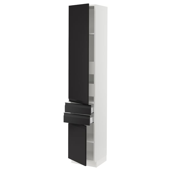 SEKTION / MAXIMERA High cab w 2drs/2 fronts/4 drawers, white/Upplöv matte anthracite, 15x15x80 "