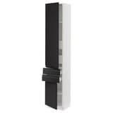 SEKTION / MAXIMERA High cab w 2drs/2 fronts/4 drawers, white/Upplöv matte anthracite, 15x15x80 "